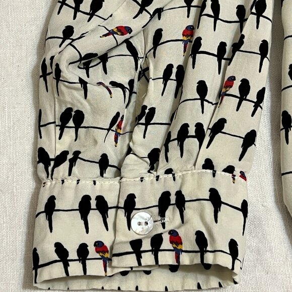 Jane and Delancey Women’s Button Down Top Size 1X Bird Print Long Sleeve Blouse - Picture 4 of 9